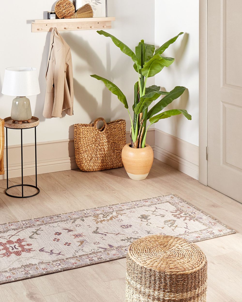 Tappeto Runner Beige Cotone 80 x 300 cm Corridoio Cucina Tappeto lungo