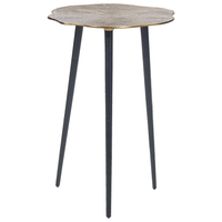 Tavolino in metallo oro e nero con piano in alluminio rotondo irregolare 33 x 48 cm Retro Home Decor
