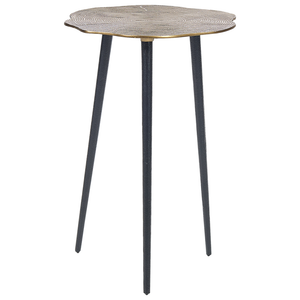 Tavolino in metallo oro e nero con piano in alluminio rotondo irregolare 33 x 48 cm Retro Home Decor
