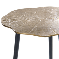 Tavolino in metallo oro e nero con piano in alluminio rotondo irregolare 33 x 48 cm Retro Home Decor