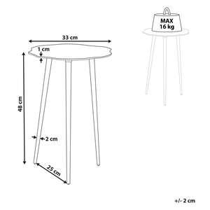 Tavolino in metallo oro e nero con piano in alluminio rotondo irregolare 33 x 48 cm Retro Home Decor