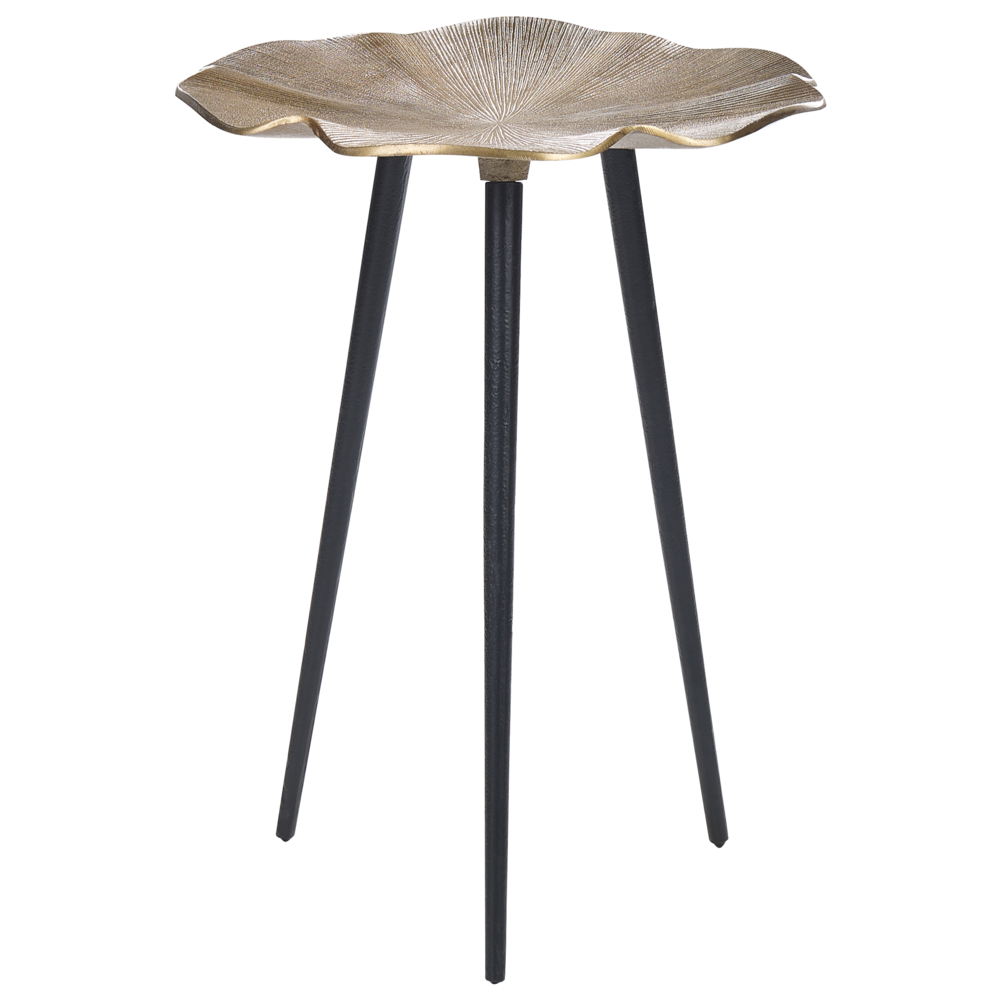 Tavolino d'oro e nero con piano in alluminio e ferro rotondo lucido 37 cm Retro Home Decor