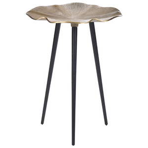 Tavolino d'oro e nero con piano in alluminio e ferro rotondo lucido 37 cm Retro Home Decor