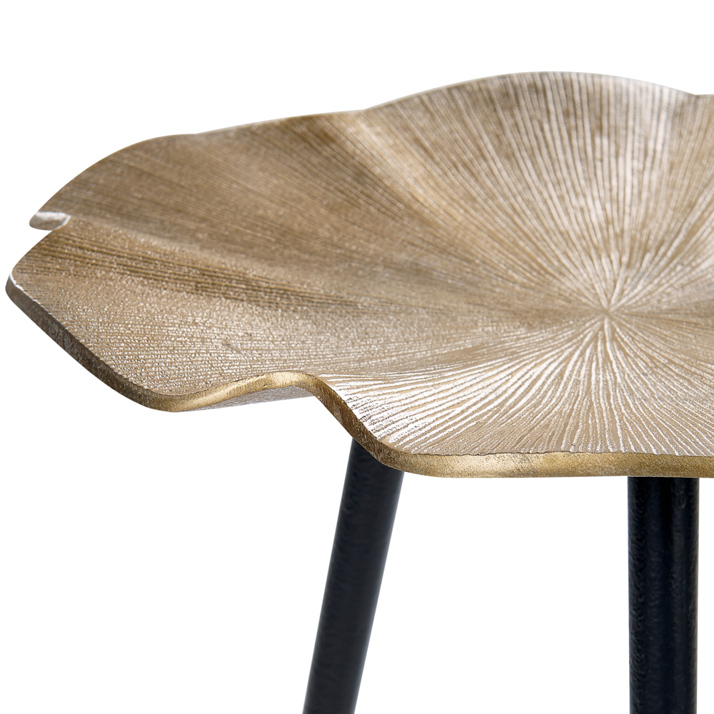 Tavolino d'oro e nero con piano in alluminio e ferro rotondo lucido 37 cm Retro Home Decor