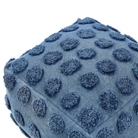 Pouf blu in cotone EPS riempito di perline 50 x 50 x 35 cm Ottomana quadrata con motivo geometrico a pois Stile Boho Soggiorno Camera dei bambini Accessorio per la casa