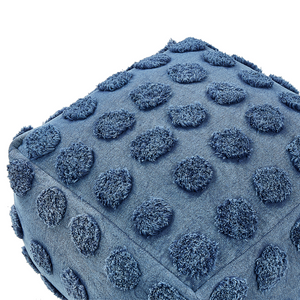 Pouf blu in cotone EPS riempito di perline 50 x 50 x 35 cm Ottomana quadrata con motivo geometrico a pois Stile Boho Soggiorno Camera dei bambini Accessorio per la casa