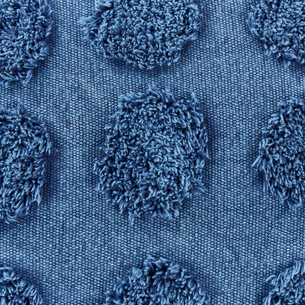 Pouf blu in cotone EPS riempito di perline 50 x 50 x 35 cm Ottomana quadrata con motivo geometrico a pois Stile Boho Soggiorno Camera dei bambini Accessorio per la casa