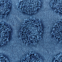 Pouf blu in cotone EPS riempito di perline 50 x 50 x 35 cm Ottomana quadrata con motivo geometrico a pois Stile Boho Soggiorno Camera dei bambini Accessorio per la casa