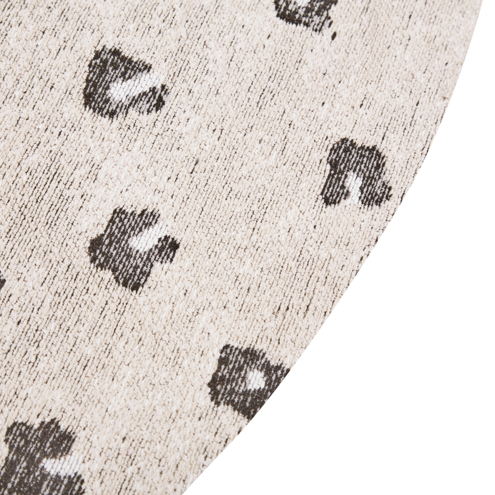 Tappeto in cotone beige chiaro 140 cm Rotondo motivo animali moderno