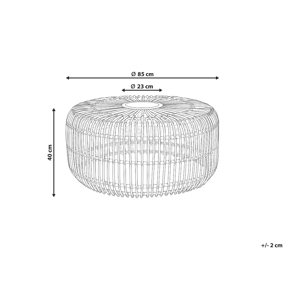 Tavolino da giardino in rattan naturale 85 cm rotondo, fatto a mano, per interni, per esterni, per il soggiorno