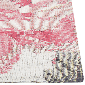 Tappeto in cotone Motivo fiori rosa 140 x 200 cm Rustico Boho