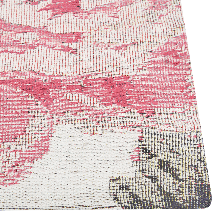 Tappeto in cotone Motivo fiori rosa 140 x 200 cm Rustico Boho