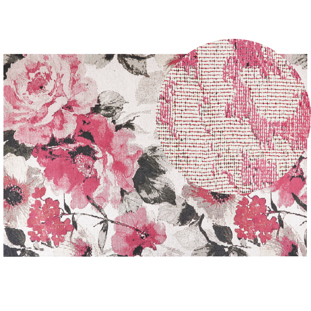 Tappeto in cotone Motivo fiori rosa 200 x 300 cm Rustico Boho