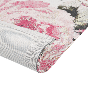 Tappeto in cotone Motivo fiori rosa 200 x 300 cm Rustico Boho