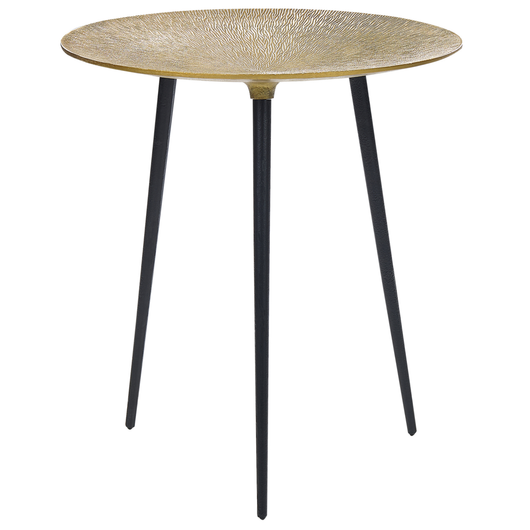 Tavolino in metallo nero oro 45 x 45 x 50 cm Tavolino d'angolo con piano rotondo lucido Glam Soggiorno