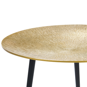 Tavolino in metallo nero oro 45 x 45 x 50 cm Tavolino d'angolo con piano rotondo lucido Glam Soggiorno