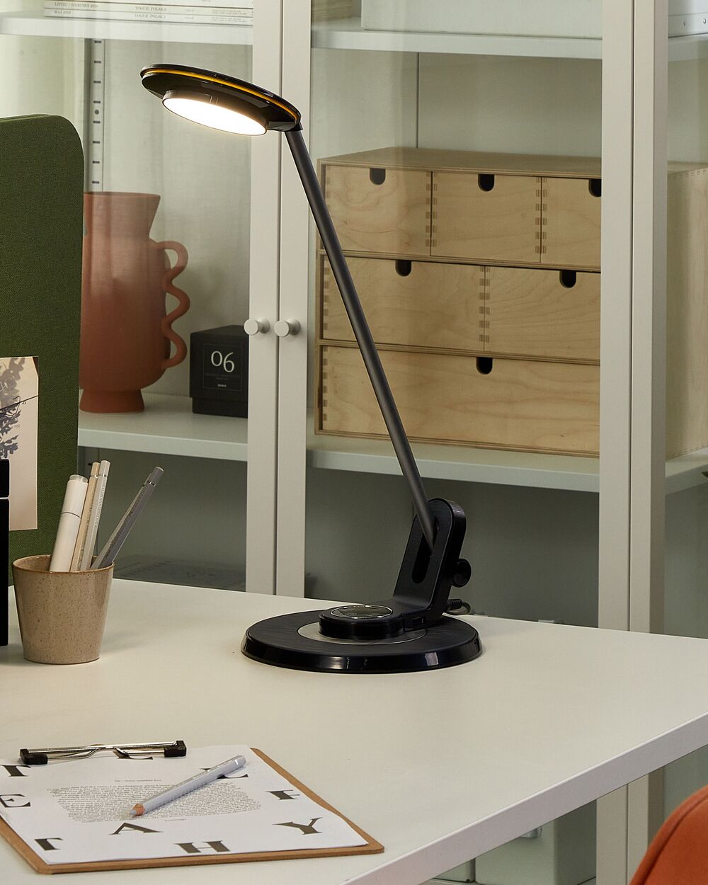 Lampada da soffitto a LED con piastra metallica nera 45 cm supporto USB ufficio soggiorno cameretta