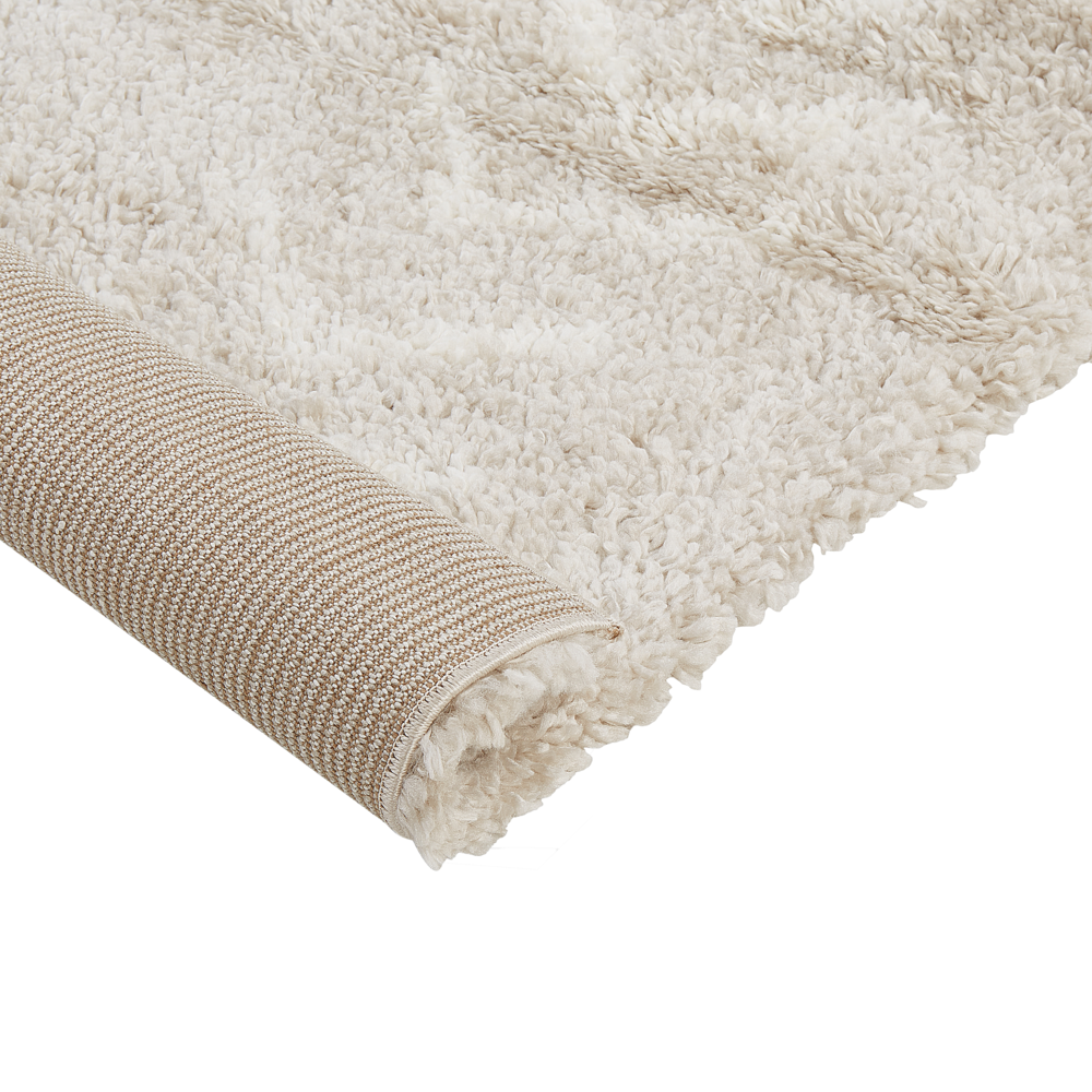 Tappeto shaggy boho 80 x 150 cm con motivo geometrico beige chiaro soggiorno camera da letto