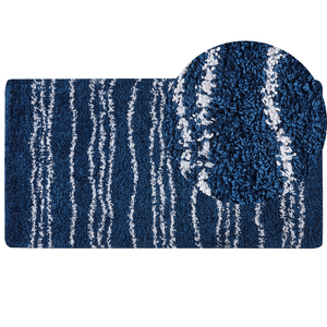 Tappeto polipropilene blu bianco 80 x 150 cm a strisce soggiorno camera da letto