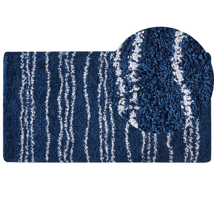 Tappeto polipropilene blu bianco 80 x 150 cm a strisce soggiorno camera da letto