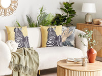 Set di 2 cuscini decorativi Giallo Stampa animali 45 x 45 cm zebra moderno Safari