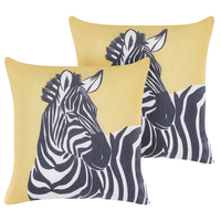 Set di 2 cuscini decorativi Giallo Stampa animali 45 x 45 cm zebra moderno Safari