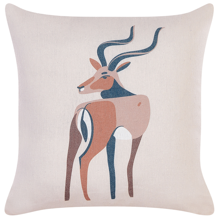 Set di 2 cuscini decorativi Beige Stampa animale 45 x 45 cm Motivo antilope Decor moderno Safari