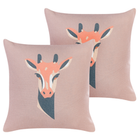 Set di 2 cuscini decorativi rosa pastello con stampa di animali 45 x 45 cm Motivo giraffa Decor moderno Safari