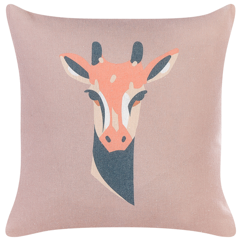 Set di 2 cuscini decorativi rosa pastello con stampa di animali 45 x 45 cm Motivo giraffa Decor moderno Safari