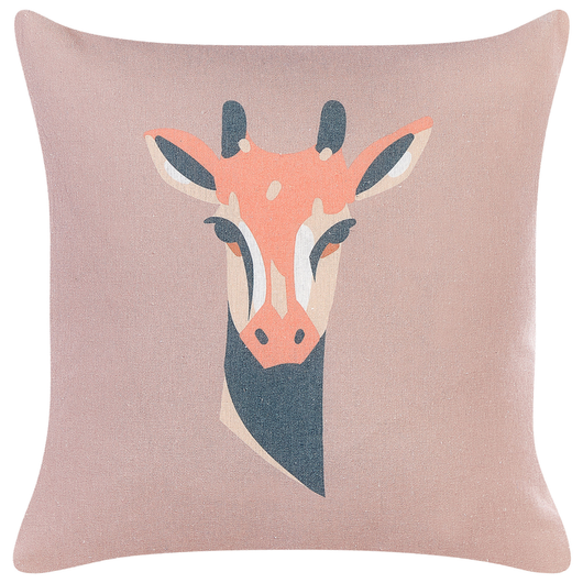 Set di 2 cuscini decorativi rosa pastello con stampa di animali 45 x 45 cm Motivo giraffa Decor moderno Safari