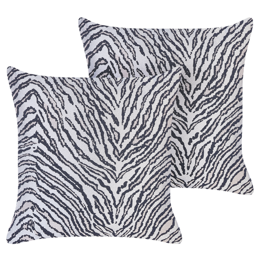 Set di 2 cuscini decorativi a strisce bianche e nere Zebra 45 x 45 cm Moderno Safari Decor