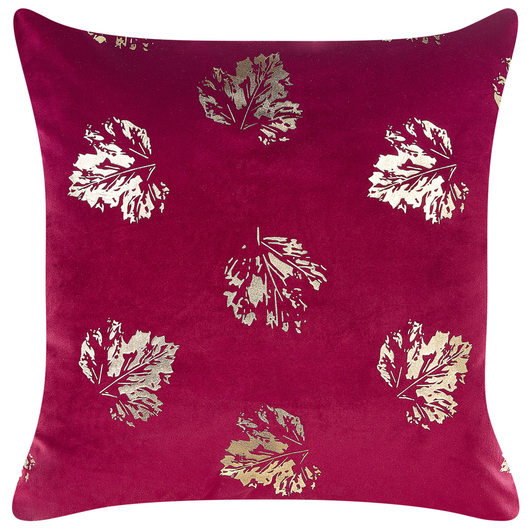 Set di 2 cuscini decorativi in velluto bordeaux con motivo a foglie 45 x 45 cm Stampa in lamina d'oro Accessori decorativi