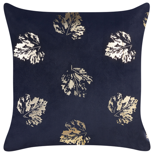 Set di 2 cuscini decorativi in velluto nero con motivo a foglie 45 x 45 cm Stampa in lamina d'oro Accessori decorativi