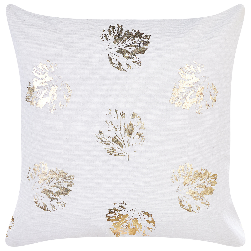 Set di 2 cuscini decorativi in velluto bianco con motivo a foglie 45 x 45 cm Stampa in lamina d'oro Accessori decorativi