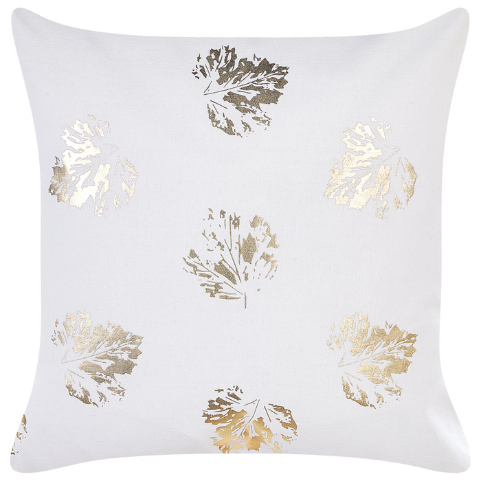 Set di 2 cuscini decorativi in velluto bianco con motivo a foglie 45 x 45 cm Stampa in lamina d'oro Accessori decorativi