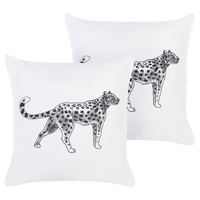 Set di 2 cuscini in velluto con stampa di animale 45 x 45 cm bianco divano soggiorno camera da letto