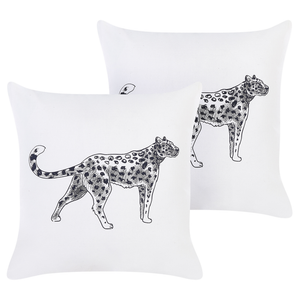 Set di 2 cuscini in velluto con stampa di animale 45 x 45 cm bianco divano soggiorno camera da letto