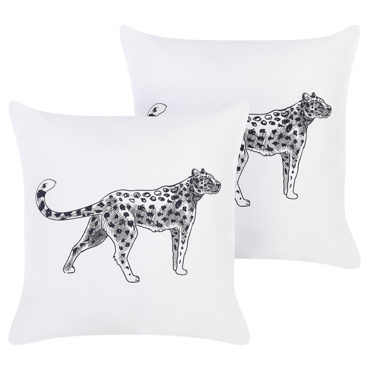 Set di 2 cuscini in velluto con stampa di animale 45 x 45 cm bianco divano soggiorno camera da letto