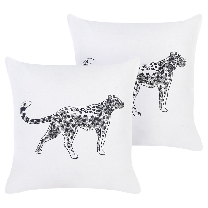 Set di 2 cuscini in velluto con stampa di animale 45 x 45 cm bianco divano soggiorno camera da letto