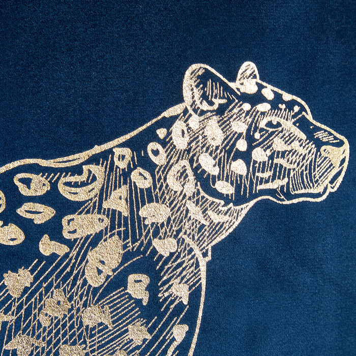 Set di 2 cuscini in velluto con stampa di animale 45 x 45 cm azzurro marino divano soggiorno camera da letto