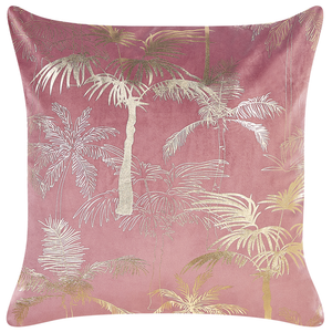 Set di 2 cuscini in velluto con motivo a palme rosa e oro 45 x 45 cm divano soggiorno camera da letto
