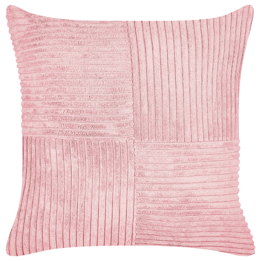 Set di 2 cuscini decorativi in velluto a coste rosa 43 x 43 cm con motivo a righe Design moderno Cuscini decorativi