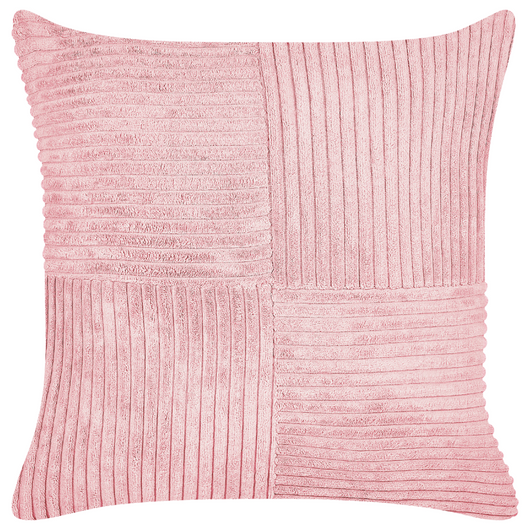 Set di 2 cuscini decorativi in velluto a coste rosa 43 x 43 cm con motivo a righe Design moderno Cuscini decorativi