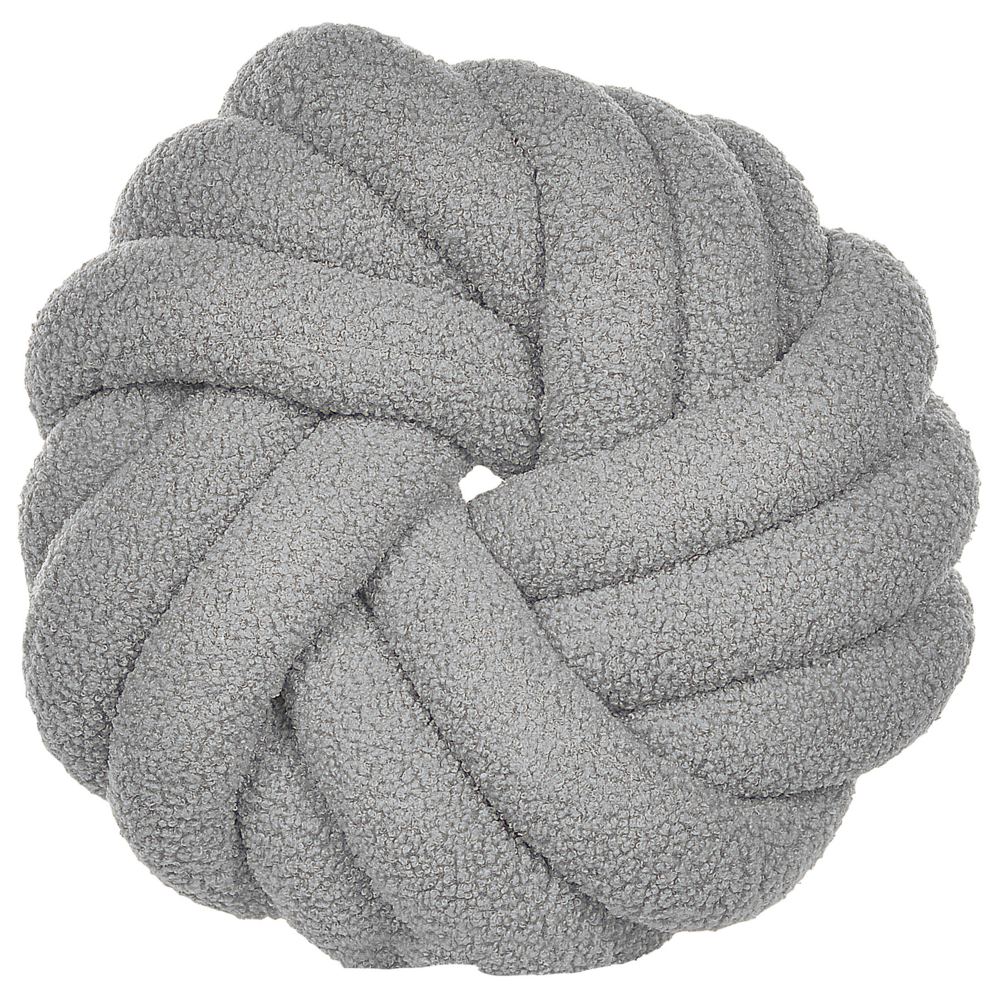 Cuscino Nodo Velluto Grigio 30 x 30 cm Legato Peluche Decorativo Moderno