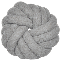 Cuscino Nodo Velluto Grigio 30 x 30 cm Legato Peluche Decorativo Moderno