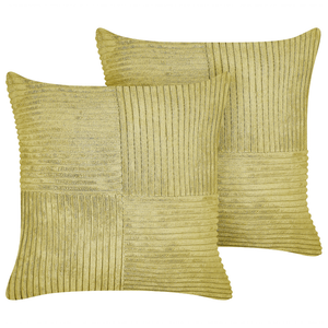 Set di 2 cuscini decorativi in velluto a coste verde oliva 43 x 43 cm con motivo a righe Design moderno Cuscini decorativi