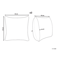 Set di 2 cuscini decorativi in velluto a coste verde oliva 43 x 43 cm con motivo a righe Design moderno Cuscini decorativi