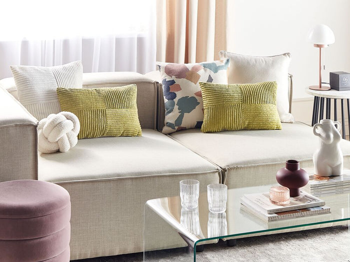 Set di 2 cuscini da lancio Cuscini decorativi in velluto a coste 50 x 30 cm verde oliva