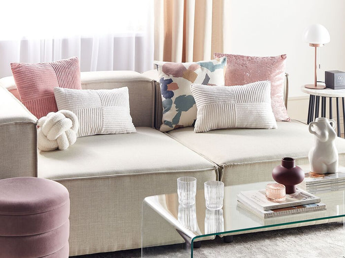 Set di 2 cuscini da lancio Cuscini decorativi in velluto a coste 50 x 30 cm bianco sporco