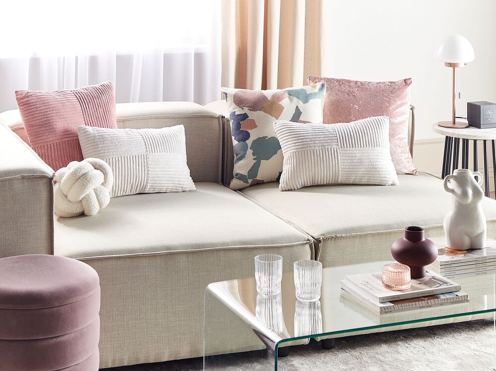 Set di 2 cuscini da lancio Cuscini decorativi in velluto a coste 50 x 30 cm bianco sporco